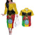 Personalised Mali Couples Matching Off The Shoulder Long Sleeve Dress and Hawaiian Shirt Vulture With Coat Of Arms Bogolan Pattern