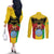 Personalised Mali Couples Matching Off The Shoulder Long Sleeve Dress and Long Sleeve Button Shirt Vulture With Coat Of Arms Bogolan Pattern