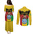 Personalised Mali Couples Matching Puletasi and Long Sleeve Button Shirt Vulture With Coat Of Arms Bogolan Pattern