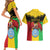 Personalised Mali Couples Matching Short Sleeve Bodycon Dress and Hawaiian Shirt Vulture With Coat Of Arms Bogolan Pattern