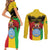 Personalised Mali Couples Matching Short Sleeve Bodycon Dress and Long Sleeve Button Shirt Vulture With Coat Of Arms Bogolan Pattern