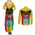 Personalised Mali Couples Matching Summer Maxi Dress and Long Sleeve Button Shirt Vulture With Coat Of Arms Bogolan Pattern