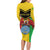 Personalised Mali Family Matching Long Sleeve Bodycon Dress and Hawaiian Shirt Vulture With Coat Of Arms Bogolan Pattern