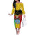 Personalised Mali Family Matching Off The Shoulder Long Sleeve Dress and Hawaiian Shirt Vulture With Coat Of Arms Bogolan Pattern