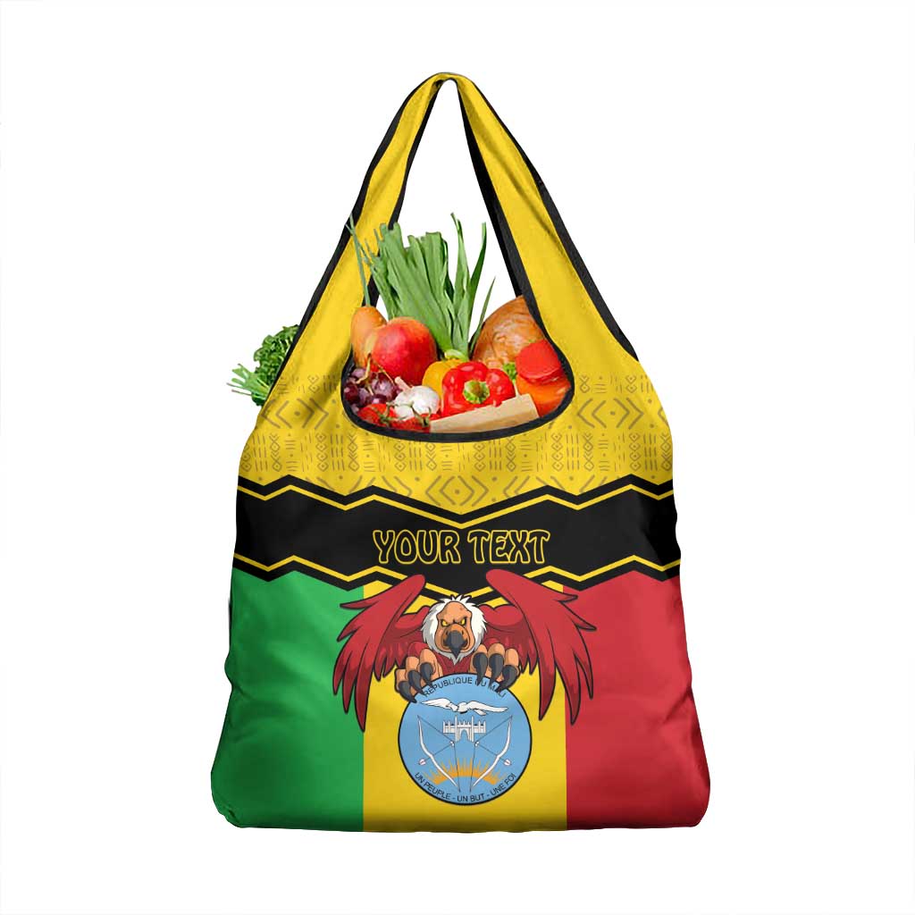 Personalised Mali Grocery Bag Vulture With Coat Of Arms Bogolan Pattern