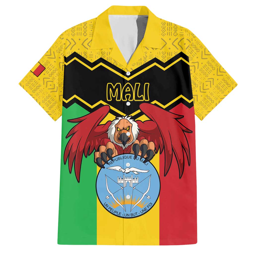 Personalised Mali Hawaiian Shirt Vulture With Coat Of Arms Bogolan Pattern - Wonder Print Shop