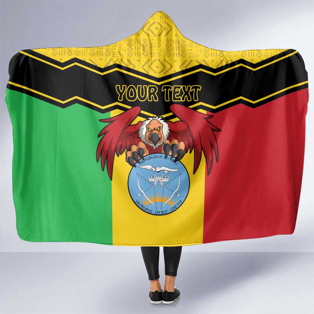 Personalised Mali Hooded Blanket Vulture With Coat Of Arms Bogolan Pattern - Wonder Print Shop