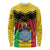 Personalised Mali Long Sleeve Shirt Vulture With Coat Of Arms Bogolan Pattern - Wonder Print Shop