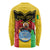 Personalised Mali Long Sleeve Shirt Vulture With Coat Of Arms Bogolan Pattern - Wonder Print Shop