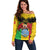 Personalised Mali Off Shoulder Sweater Vulture With Coat Of Arms Bogolan Pattern - Wonder Print Shop