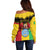 Personalised Mali Off Shoulder Sweater Vulture With Coat Of Arms Bogolan Pattern - Wonder Print Shop