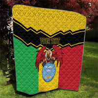 Personalised Mali quilt with quilted diamond pattern, black zigzag bands, and vulture crest