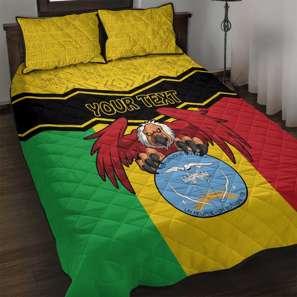 Personalised Mali Quilt Bed Set Vulture With Coat Of Arms Bogolan Pattern - Wonder Print Shop