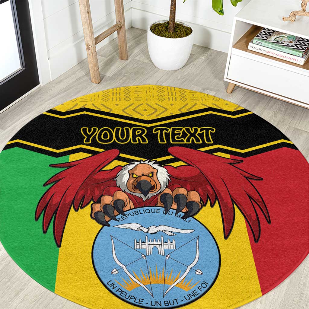 Personalised Mali Round Carpet Vulture With Coat Of Arms Bogolan Pattern - Wonder Print Shop