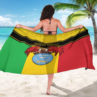 Personalised sarong, Mali colors, bold black border and center eagle-and-coat-of-arms