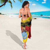 Personalised sarong with Mali flag colors, “YOUR TEXT” band, eagle coat-of-arms