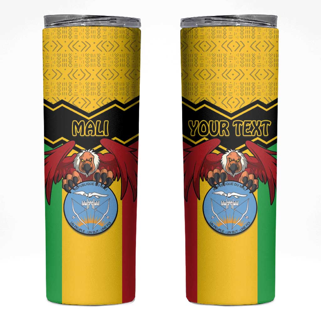 Personalised Mali Skinny Tumbler Vulture With Coat Of Arms Bogolan Pattern - Wonder Print Shop