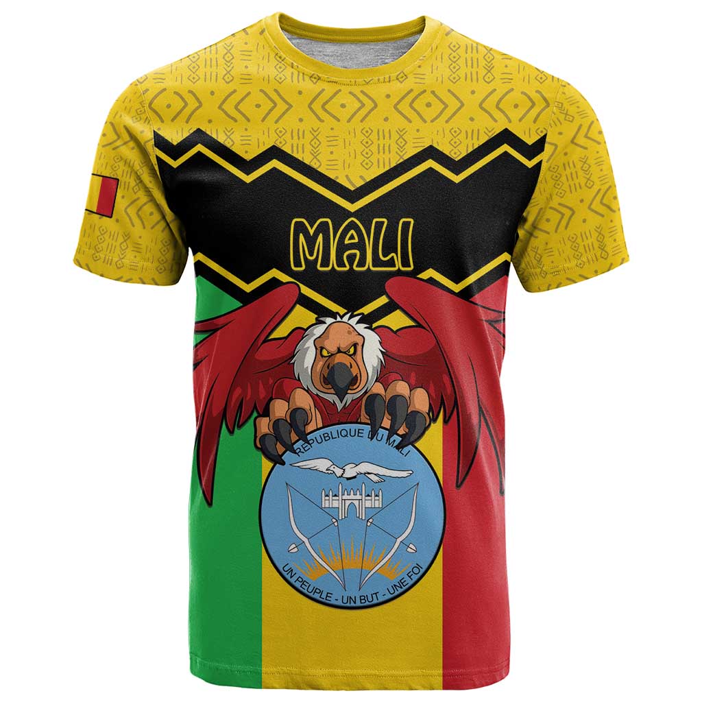 Personalised Mali T Shirt Vulture With Coat Of Arms Bogolan Pattern - Wonder Print Shop