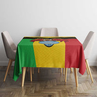 Personalised Mali tablecloth, square look, yellow/green/red panels with coat-of-arms vulture