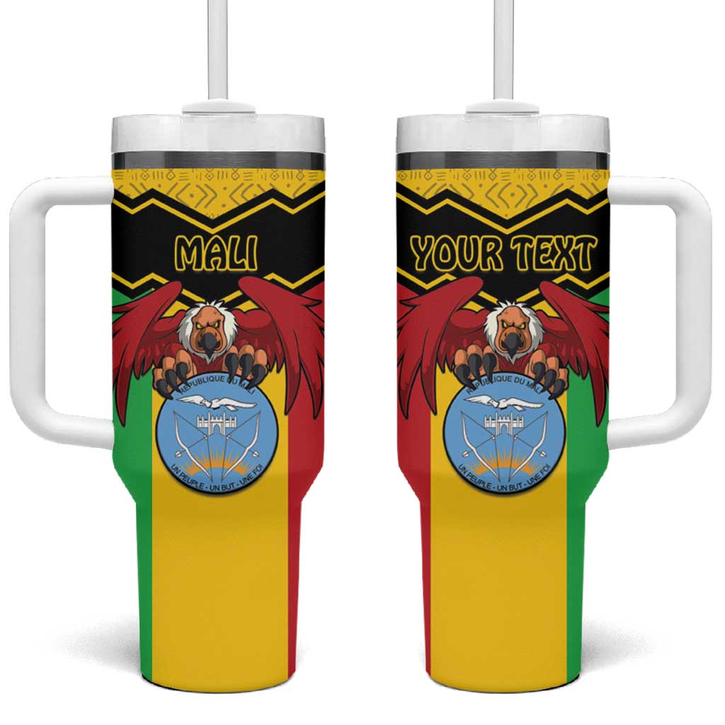 Personalised Mali Tumbler With Handle Vulture With Coat Of Arms Bogolan Pattern - Wonder Print Shop