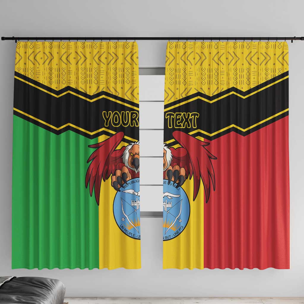 Personalised Mali Window Curtain Vulture With Coat Of Arms Bogolan Pattern - Wonder Print Shop