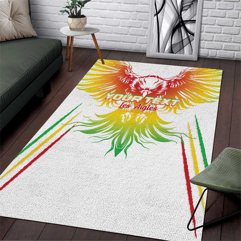 Custom Mali Football Area Rug Go Les Aigles White Color