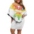 Custom Mali Football Family Matching Off Shoulder Short Dress and Hawaiian Shirt Go Les Aigles White Color