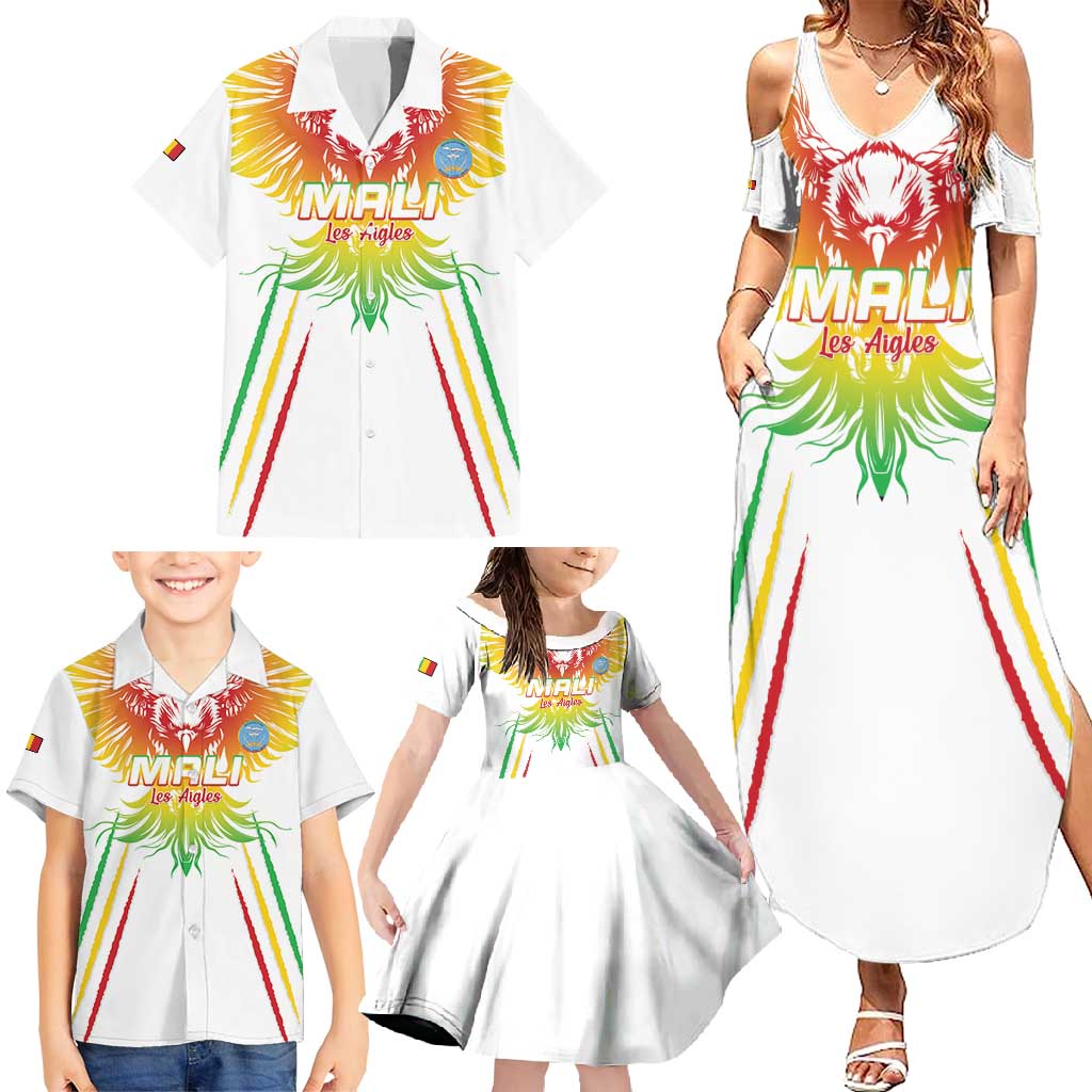 Custom Mali Football Family Matching Summer Maxi Dress and Hawaiian Shirt Go Les Aigles White Color - Wonder Print Shop