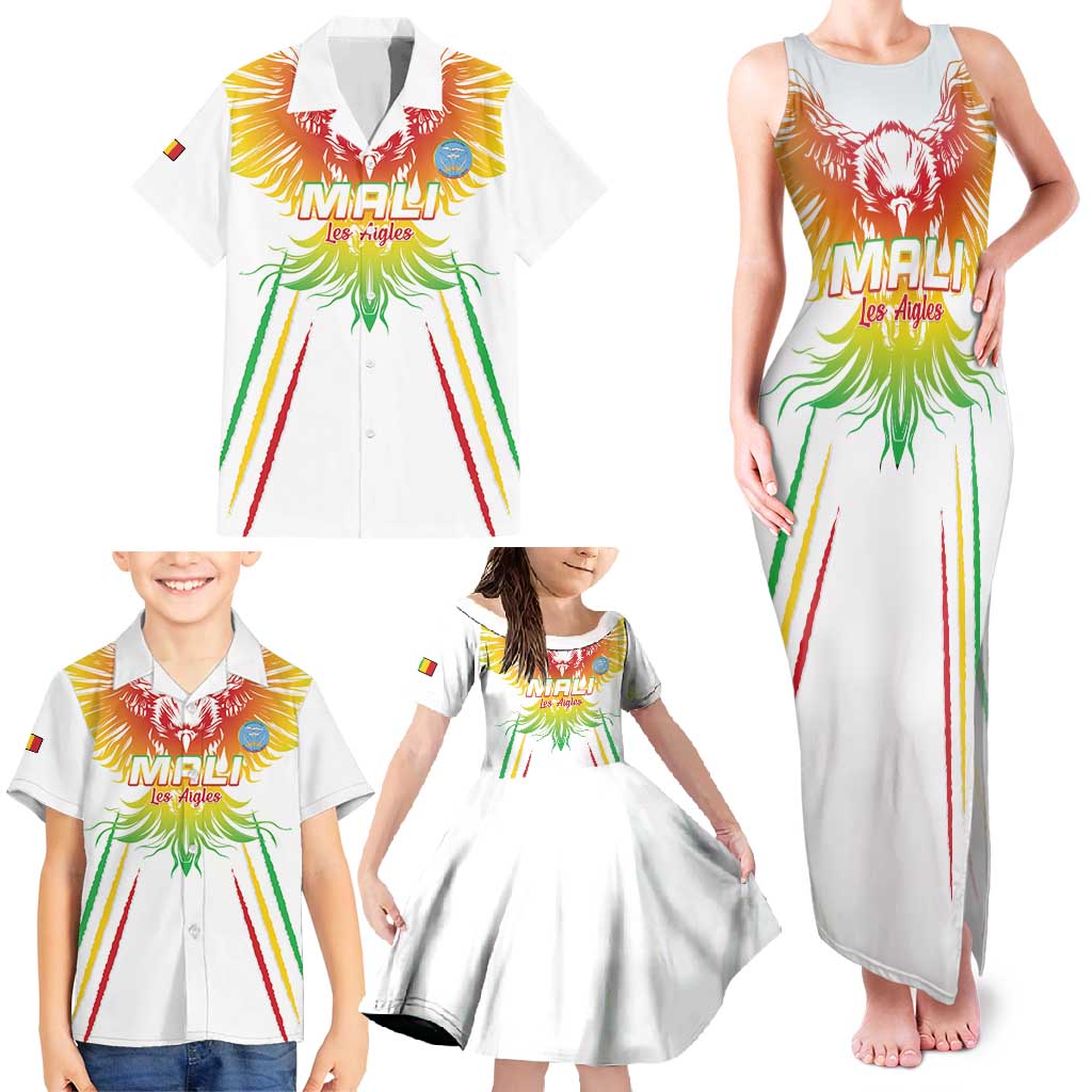 Custom Mali Football Family Matching Tank Maxi Dress and Hawaiian Shirt Go Les Aigles White Color - Wonder Print Shop