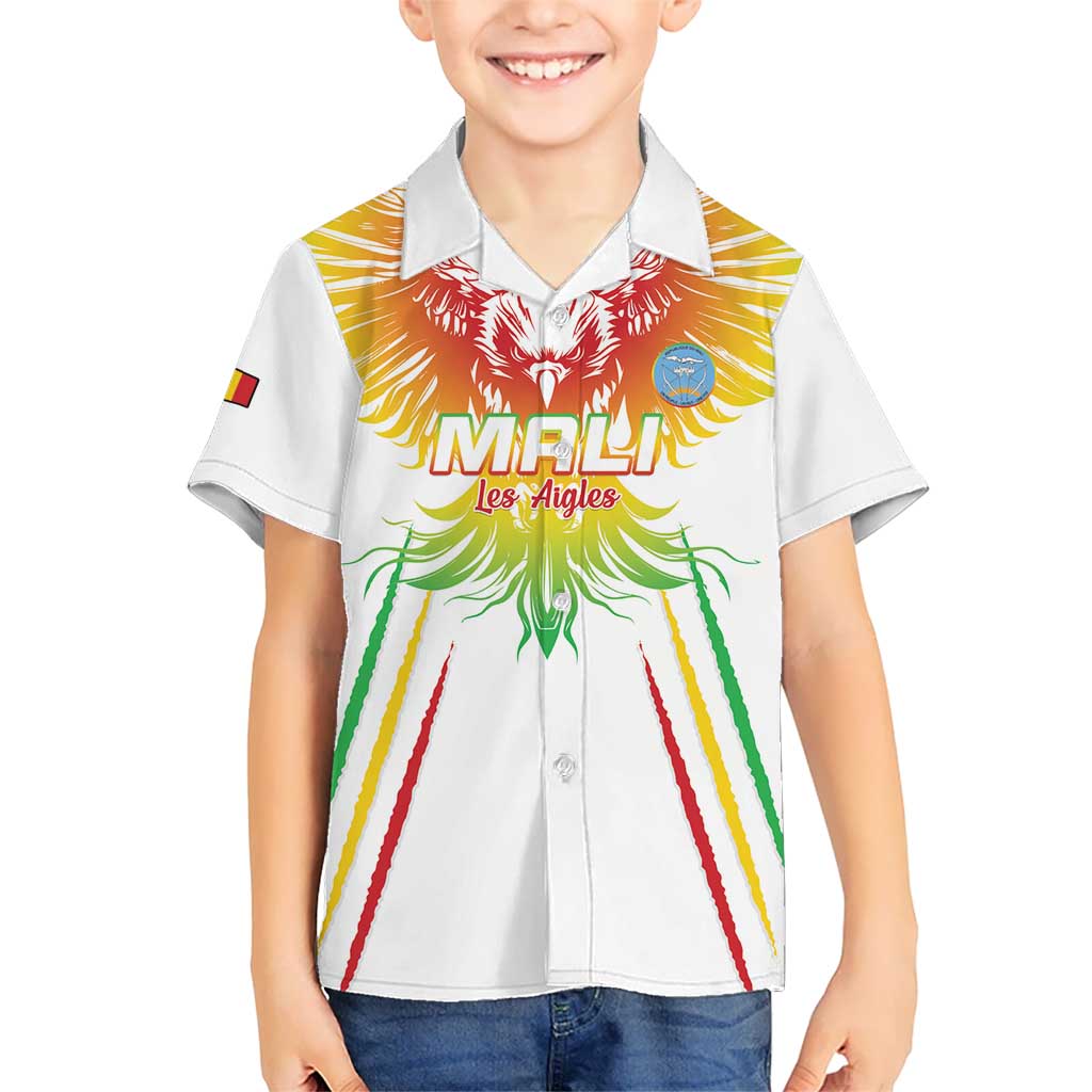 Custom Mali Football Kid Hawaiian Shirt Go Les Aigles White Color - Wonder Print Shop