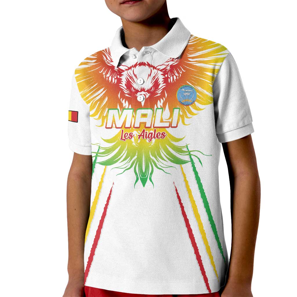 Custom Mali Football Kid Polo Shirt Go Les Aigles White Color - Wonder Print Shop