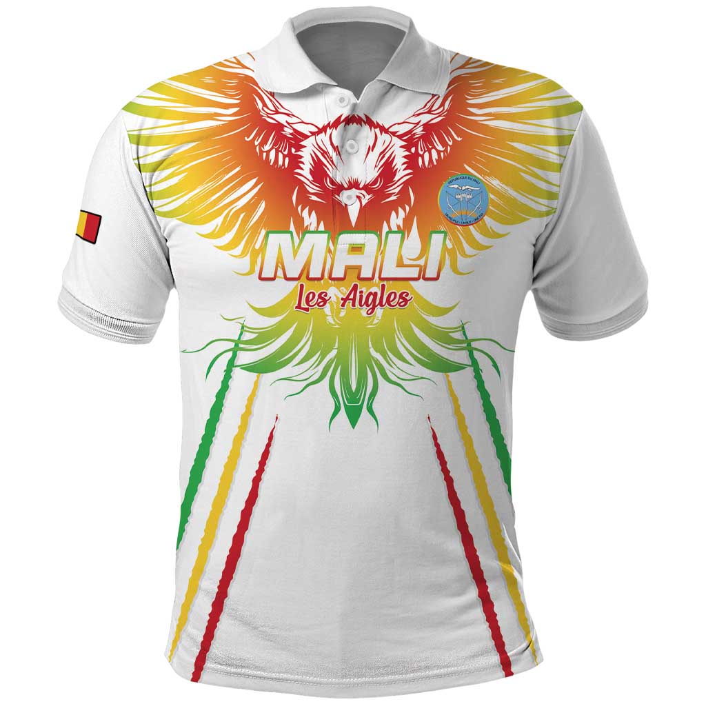 Custom Mali Football Polo Shirt Go Les Aigles White Color - Wonder Print Shop