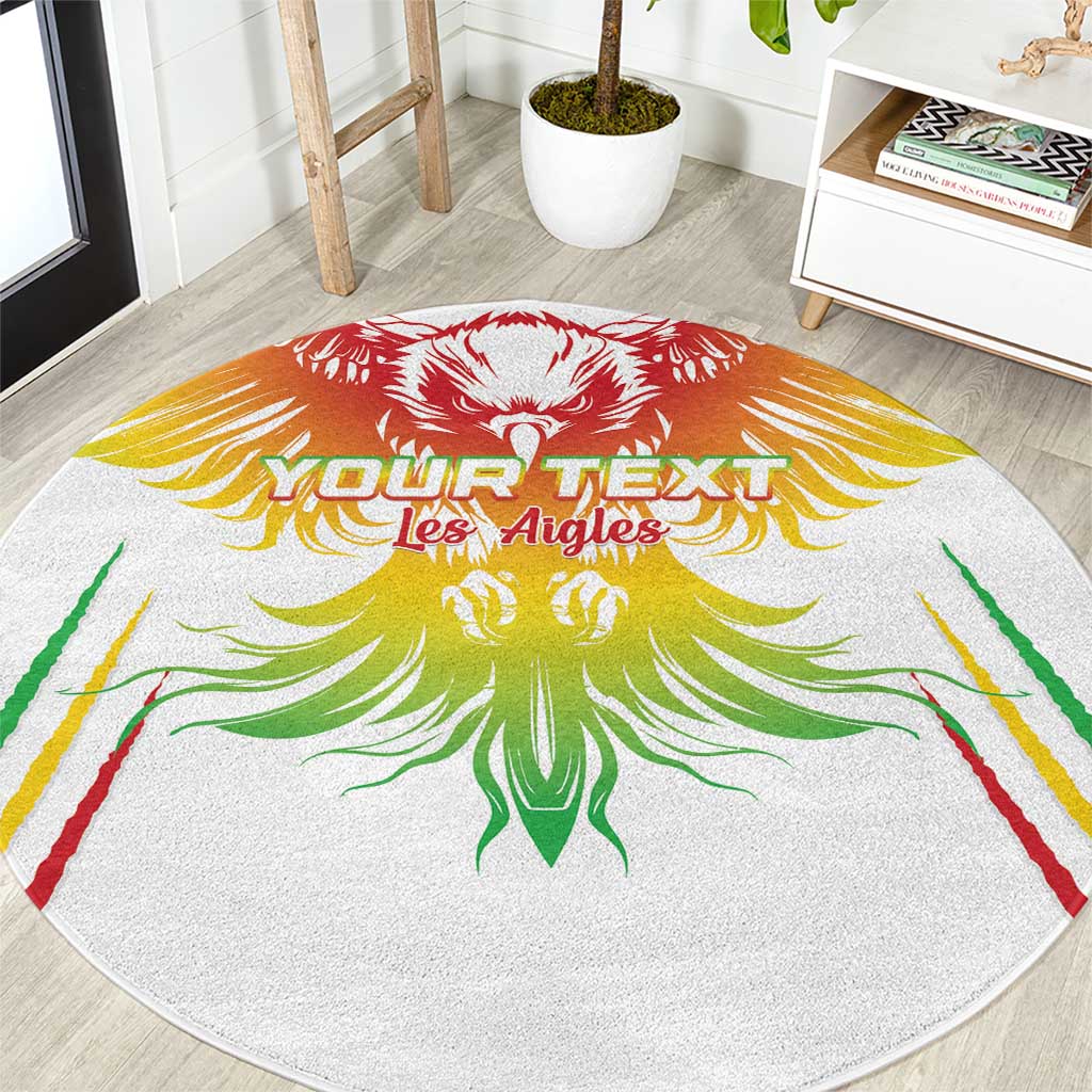 Custom Mali Football Round Carpet Go Les Aigles White Color - Wonder Print Shop