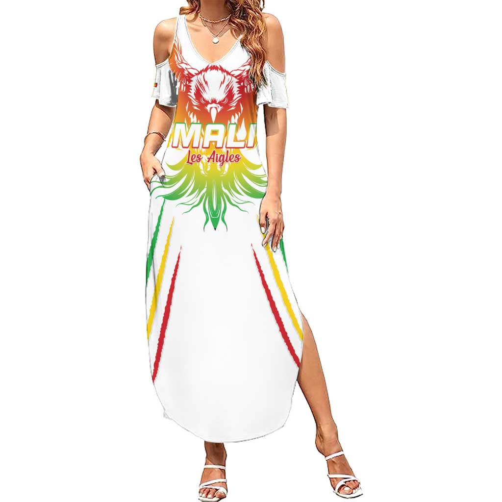 Custom Mali Football Summer Maxi Dress Go Les Aigles White Color - Wonder Print Shop