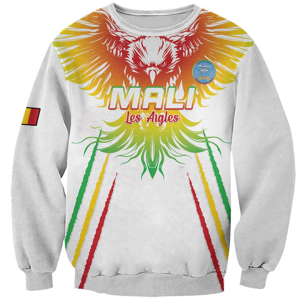 Custom Mali Football Sweatshirt Go Les Aigles White Color - Wonder Print Shop