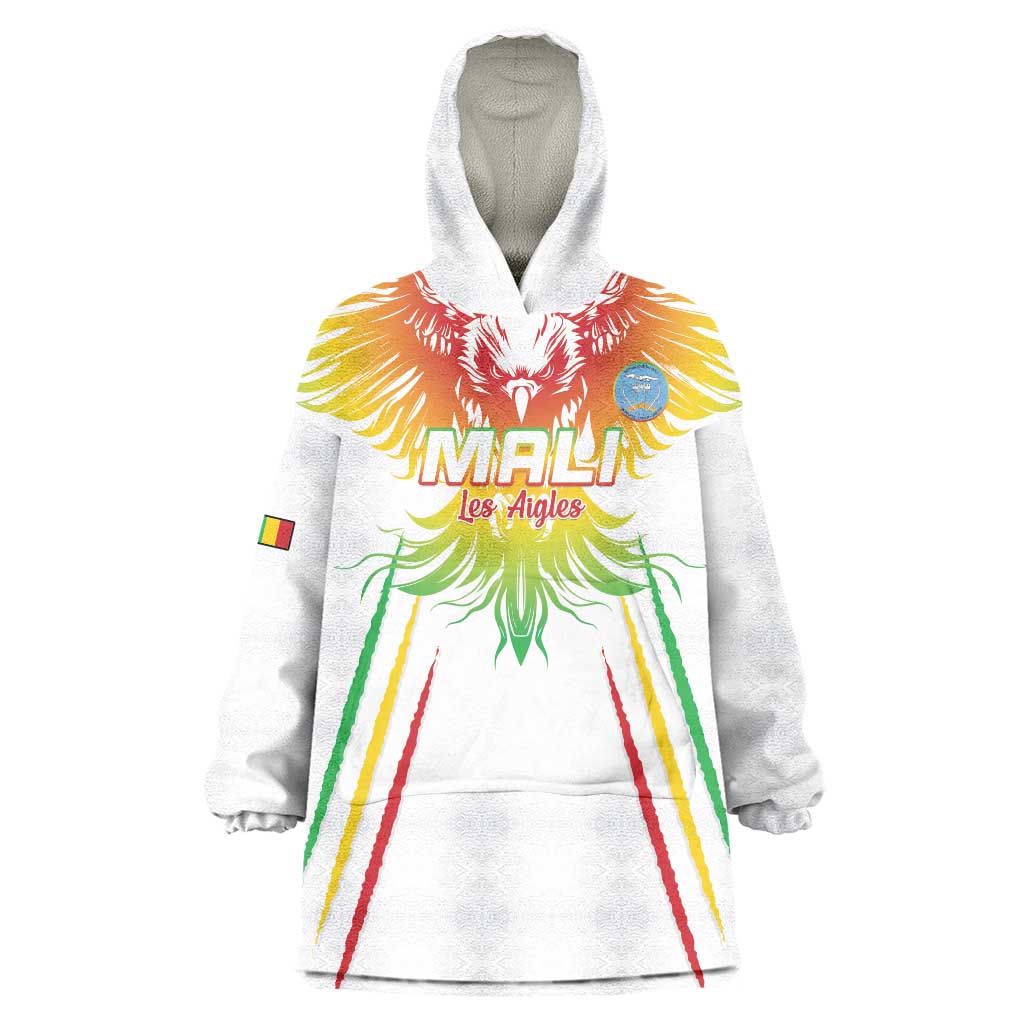 Custom Mali Football Wearable Blanket Hoodie Go Les Aigles White Color - Wonder Print Shop