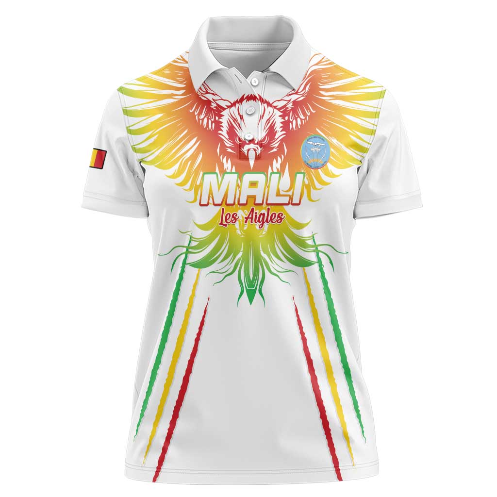 Custom Mali Football Women Polo Shirt Go Les Aigles White Color - Wonder Print Shop