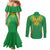 Custom Mali Football Couples Matching Mermaid Dress and Long Sleeve Button Shirt Go Les Aigles Green Color