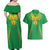 Custom Mali Football Couples Matching Off Shoulder Maxi Dress and Hawaiian Shirt Go Les Aigles Green Color