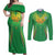 Custom Mali Football Couples Matching Off Shoulder Maxi Dress and Long Sleeve Button Shirt Go Les Aigles Green Color