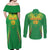 Custom Mali Football Couples Matching Off Shoulder Maxi Dress and Long Sleeve Button Shirt Go Les Aigles Green Color