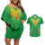 Custom Mali Football Couples Matching Off Shoulder Short Dress and Hawaiian Shirt Go Les Aigles Green Color