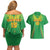 Custom Mali Football Couples Matching Off Shoulder Short Dress and Hawaiian Shirt Go Les Aigles Green Color