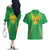 Custom Mali Football Couples Matching Off The Shoulder Long Sleeve Dress and Hawaiian Shirt Go Les Aigles Green Color