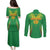 Custom Mali Football Couples Matching Puletasi and Long Sleeve Button Shirt Go Les Aigles Green Color