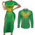 Custom Mali Football Couples Matching Short Sleeve Bodycon Dress and Long Sleeve Button Shirt Go Les Aigles Green Color