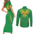 Custom Mali Football Couples Matching Short Sleeve Bodycon Dress and Long Sleeve Button Shirt Go Les Aigles Green Color