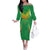 Custom Mali Football Family Matching Off The Shoulder Long Sleeve Dress and Hawaiian Shirt Go Les Aigles Green Color