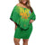 Custom Mali Football Family Matching Off Shoulder Short Dress and Hawaiian Shirt Go Les Aigles Green Color