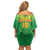 Custom Mali Football Family Matching Off Shoulder Short Dress and Hawaiian Shirt Go Les Aigles Green Color